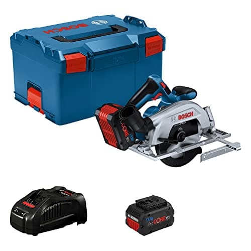 Bosch Professional 18V System scie circulaire sans-fil GKS 18V 57-2 populaire parmi les professionnels pour le déssoudag — avec 2 ProCORE batteries de 5.5 Ah + chargeur