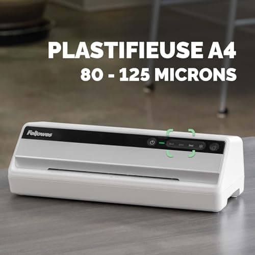 Plastifieuse Saturn 3I A4 Fellowes Gris Clair/Noir | Température contrôlée | 3 réglages | Pochettes 80-125 microns | Vit