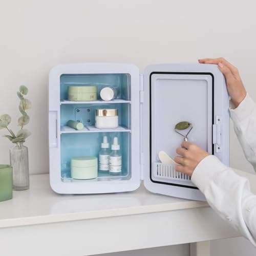 Flamingueo Mini Frigo 10L - Refrigérant de Salle pour Cosmétique et Soins de Peau, Fonction Chaud et Froid, 12V/220V