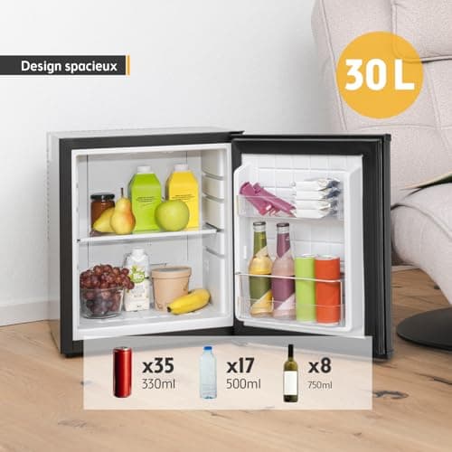 TZS First Austria - Mini réfrigérateur 30L complètement silencieux - Idéal pour camping, bureau et chambre - Design noir