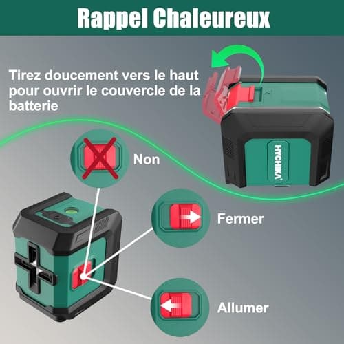 HYCHIKA Niveau Laser 15M Autonivelant, Niveaux Laser Vert avec 3 Niveaux de Luminosité Réglables pour Décoration de Mais