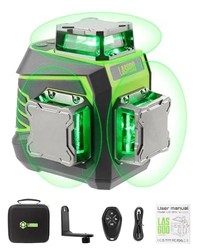 LasGoo Niveau Laser 3x360° Auto-nivelant - Construction - Professionnels - Bâtiment et Réparation - Éclairage Vert Crois
