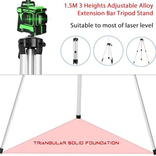 Niveau laser vert multifonctionnel 3x360 3D 12 lignes avec auto-nivellement 3° et auto-équilibrage (Avec 1 accumulateur)