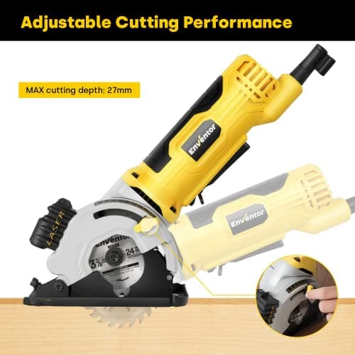 ENVENTOR Scie Circulaire, Puissance 580W, Profondeur de Coupe Élevée, pour Coupez Bois et Métal Mou, Professionnels