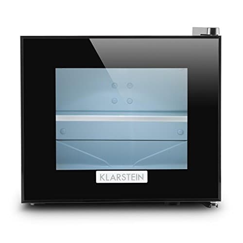KLARSTEIN Mini Frigorifique Compact Noir pour Boissons et Fromages 10 L Classe B - Température 12-18 °C, Porte en Verre