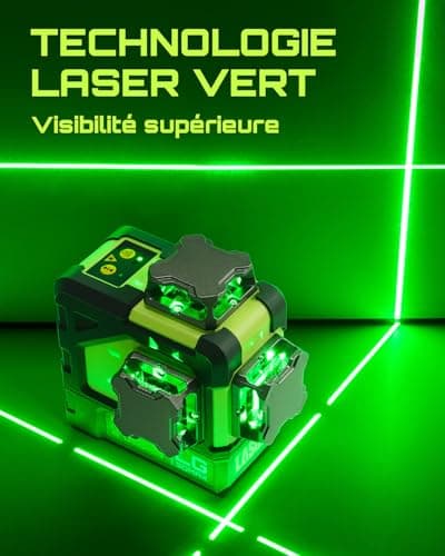 Niveau Laser LasGoo LG-3DMAX Vert Auto-Nivellant 3x360° | Batteries Lithium Rechargeables | Étui Rigide