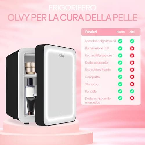 Réfrigérateur Cosmétique Olvy 4 L, Mini Frigo Portable, Petit Réfrigérateur avec Miroir LED, Soins de la Peau, Noir