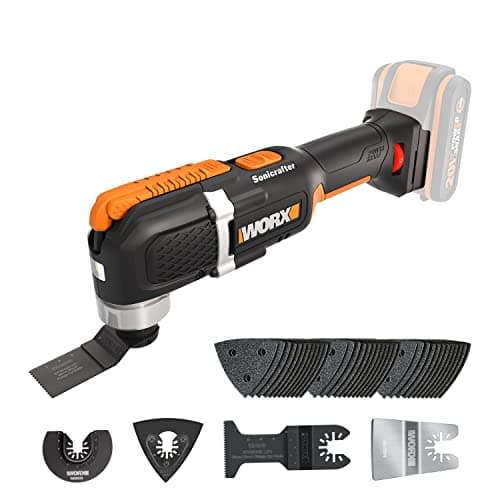 Outil oscillant WORX WX696.9 multifonctions 20V, Puissant 5000/6000 tr/min, angulaire 3,6°, changement de lame facile