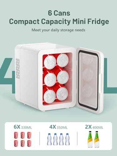 VINATO Mini Frigo 4 L, Réfrigérateur Portable pour la Voiture et la Camping, Idéal pour les Boissons et la Nourriture AC