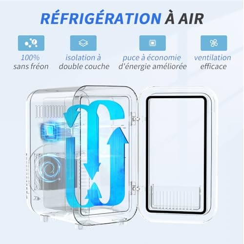 YASHE Mini réfrigérateur, 6 litres/8 canettes, réfrigérateurs thermoélectriques portables, pour bureau, voiture, noir