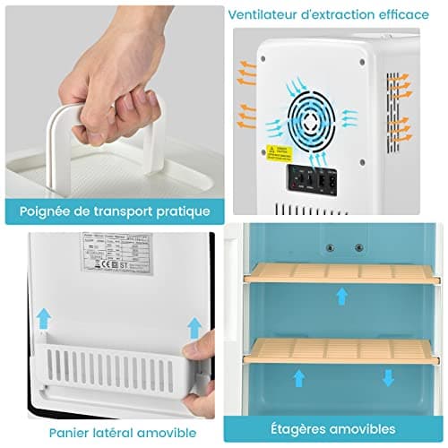 GOPLUS Mini Frigo 10 L, Frigo Cosmetique LED, Silencieux pour Chambre et Voiture, AVEC Miroir à Maquillage LED