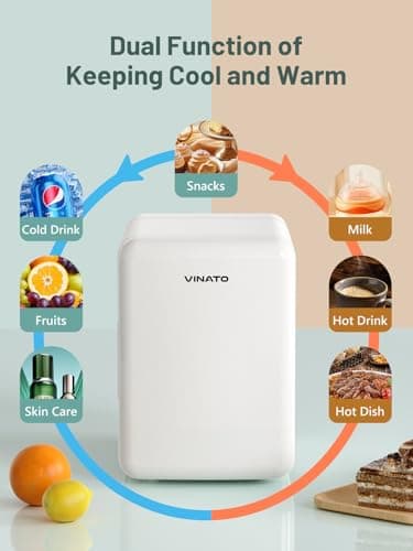 VINATO Mini Frigo 4 L, Réfrigérateur Portable pour la Voiture et la Camping, Idéal pour les Boissons et la Nourriture AC
