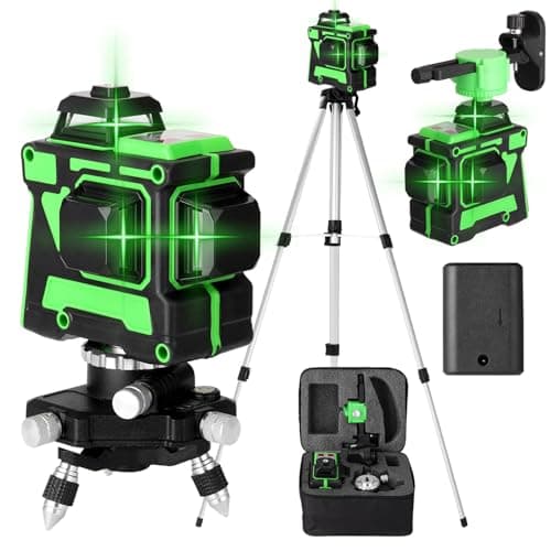 Niveau laser vert multifonctionnel 3x360 3D 12 lignes avec auto-nivellement 3° et auto-équilibrage (Avec 1 accumulateur)