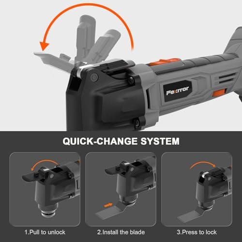 Outil Multifonction Sans Fil 20V Top Selling, Scie Oscillante 8000-19000 RPM, 6 Vitesses Variables et Angle d'Oscillatio