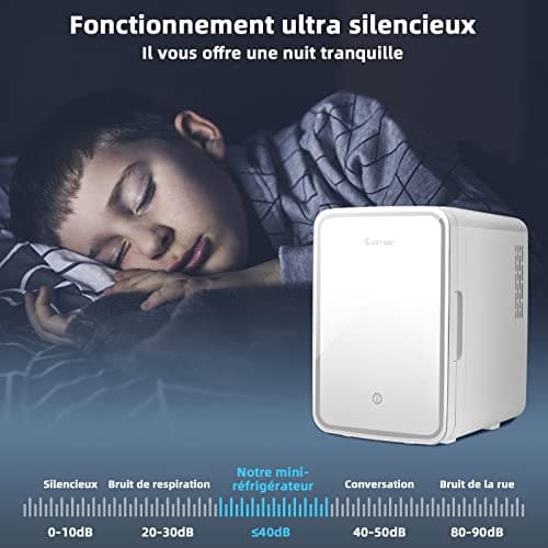 COSTWAY Mini Réfrigérateur 10L Chaud/Froid Portable avec Miroir LED pour Voiture et Chambre
