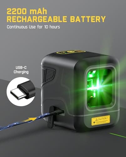 Fanttik D2 Niveau laser Autonivelant Noir - Laser à Lignes Vert 30m | Batterie Rechargeable USB-C | Support Magnétique 3