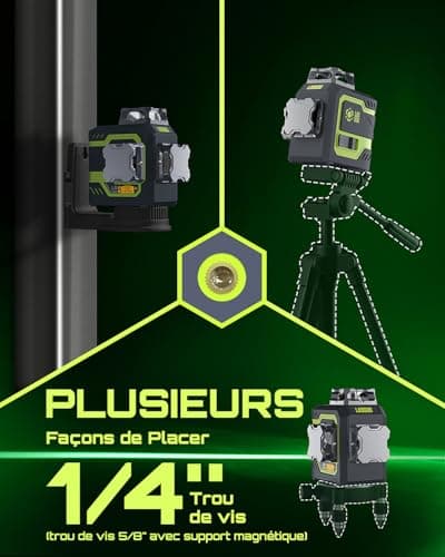 LasGoo LG-3DM niveau laser laser à croix 3x360° pour la construction et l'accrochage d'images|batterie rechargeable 5200
