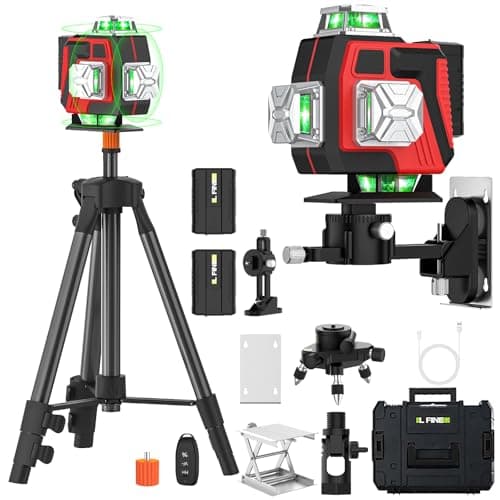 Niveau Laser Autonivelant Lazer Niveaux Vert 4 x 360° IP54 Waterproof (2 x 2600 mAh Batteries) Bosch Telecommande Trépie — A