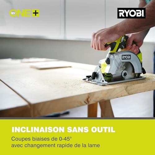 Scie circulaire sans fil RYOBI 18V ONE+ - Coupe Bois et OSB - Lame Ø150mm 18 dents - Réglage profondeur et inclinaison
