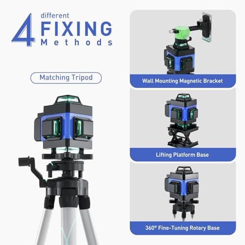 Laser Chantier Autonivelant 4d 16 Lignes Niveau Laser 360° Mode Impulsion Étanchéité IP54 pour Construction Télécommande