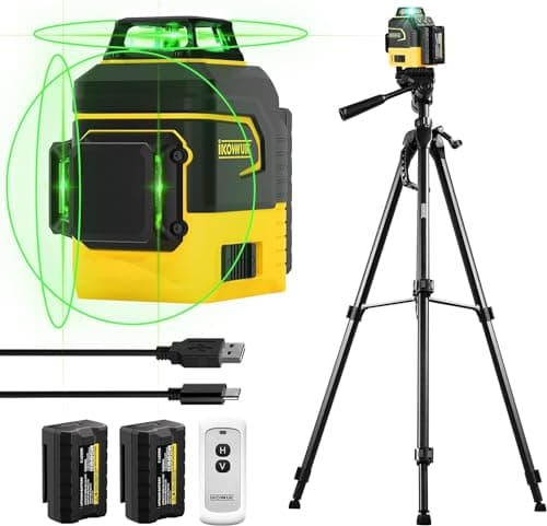 Niveau Laser Autonivelant vert 3D Niveau Laser 3x360° Batterie Rechargeable 5200mAh Line Ligne Laser Verticale et Horizo — laser+2 batterie