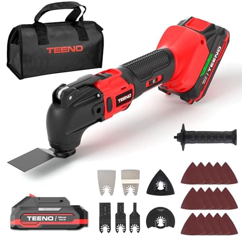 TEENO outil multifonction oscillant sans fil 20V, brushless, 6 vitesses variables, chargeur included, angle oscillant 4° — 1*Battery