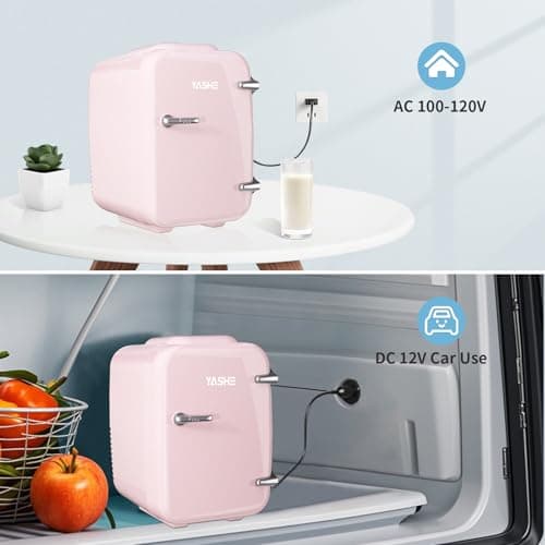 YASHE Mini Frigo de Chambre Thermoélectrique, Idéal pour Bureau et Dortoir, Rose - 4 Litres - Beauté, Nourriture, Boisso