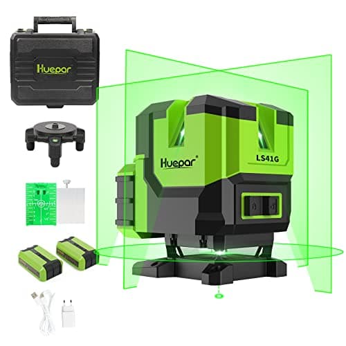 Niveau Laser Huepar 4x360 Auto-nivelant Lazer Vert avec Mode Impulsion et 2 Batteries Li-ion — Ls41g