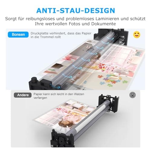 BONSEN Plastifieuse A3 Anti-Blocage 100 Pochettes Incluses Température NTC Précise Maison École Bureau Plastification Ra