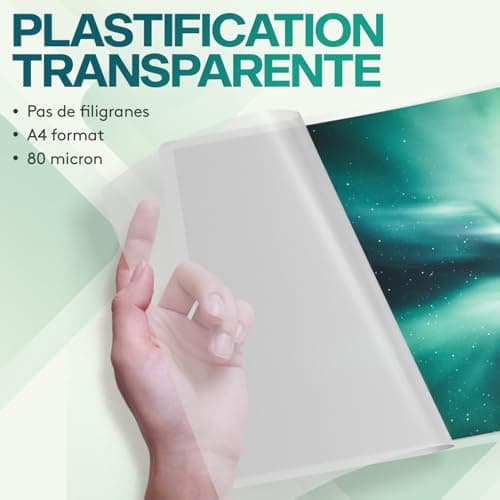 ACROPAQ Feuilles plastifiées MIX 80 microns, 100 pochettes, Finition brillante - Papier plastifié A4, Pochette a plastif
