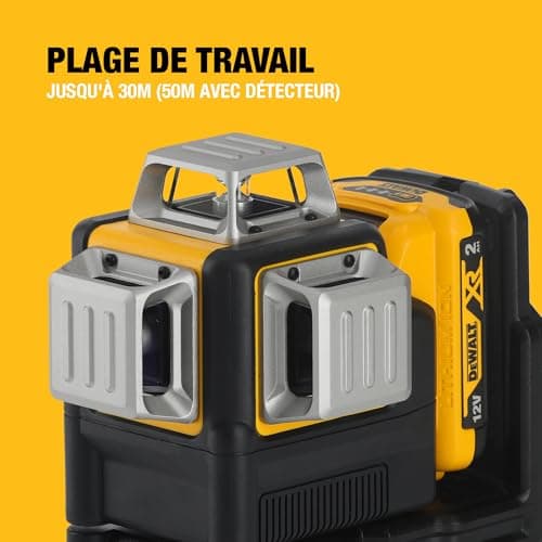 DEWALT Laser en croix vert XR 12V 3x360°chargeur batterie 2Ah DCE089D1G-QW pour professionnel chantier électrique