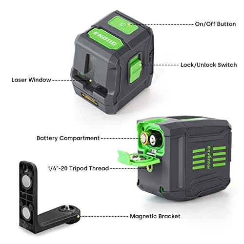 ENVENTOR Niveau Laser Vert 25M Modes Manuel et Autonivelant Modes Manuel et Autonivelant 360° Laser Rotatif avec Support