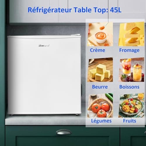 Mini Réfrigérateur Smad 48L Blanc pour Bureau Hôtel Salon avec Porte Réversible
