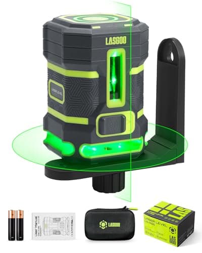 LasGoo LG-3D Niveau Laser Auto-Nivelant - Usage Professionnel - Construction et Alignements - 3x360° Faisceau Vert - 2 B — LG-RS5