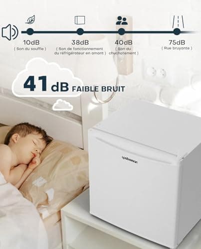 Upstreman 46L Mini Frigo Congélateur Blanc pour Chambre et Bureau Économie D'Énergie Silencieux Thermostat Réglable