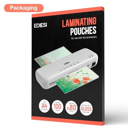 Ediesi Pochette Plastifieuse A4 / Qualité Supérieure / Aspect Brillant / Photos et Affiches / Loisirs Créatifs / Technol