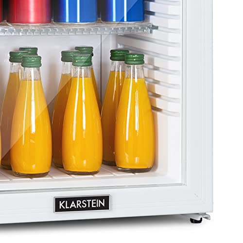 Klarstein Mini Frigo de Chambre 42L pour Snacks et Boissons, Réfrigérateur Silencieux et Économe Électrique avec Étagère — Blanc