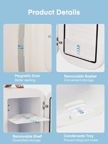 FOHERE Mini Frigo USB/CA/CC de 5 Litres pour Cosmétiques et Boissons, Bureau et Voiture, Blanc