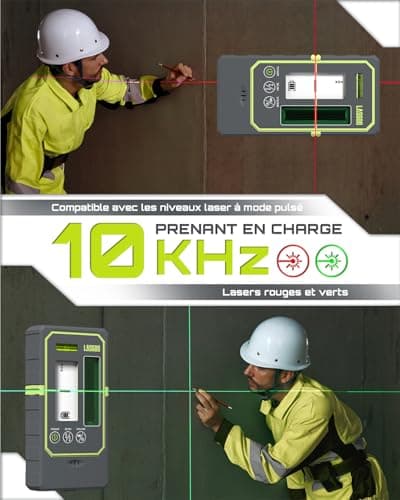 LasGoo Détecteur Laser LG-REC03 pour nivellement laser - récepteur pulsé, portée de 50 m, écrans LCD rétroéclairés, haut