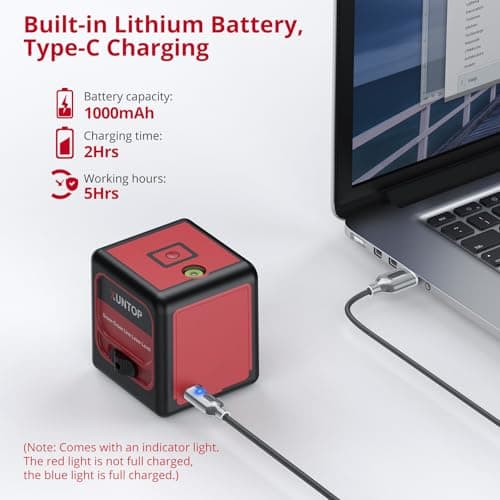 XUNTOP Traceur Laser Rechargeable Outil de Marquage ±1.5mmIP54 USB-C Ouvrier Bricolage