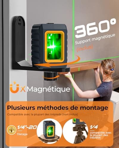 Niveau laser vert CIGMAN automatique et manuel, 30 m de portée, 4 niveaux de luminosité, précision ± 0,3 mm/1 M, batteri