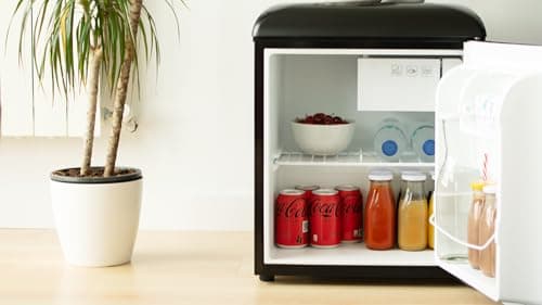 ÉVVO Mini Réfrigérateur Rétro Silencieux Économie D'énergie 45L Noir