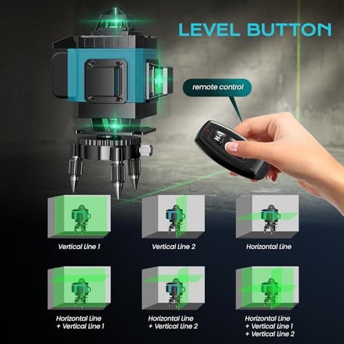 Lazer Niveaux 4D 16 Lignes Laser x 360° Autonivelant Extérieur | Batterie 2 x Pulsé | Nivellement Automatique | Support