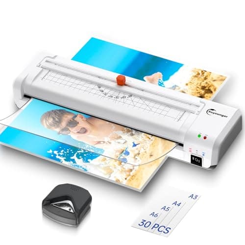 Plastifieuse A3 avec massicot intégré et 30 pochettes, machine à plastifier thermique et froid avec arrondisseur d'angle