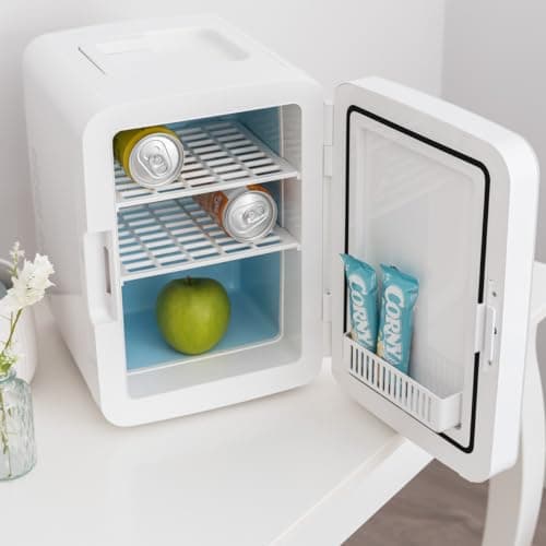 Flamingueo Mini Frigo 10L - Mini Frigo de Chambre, 12V/220V, Fonction Chaud et Froid