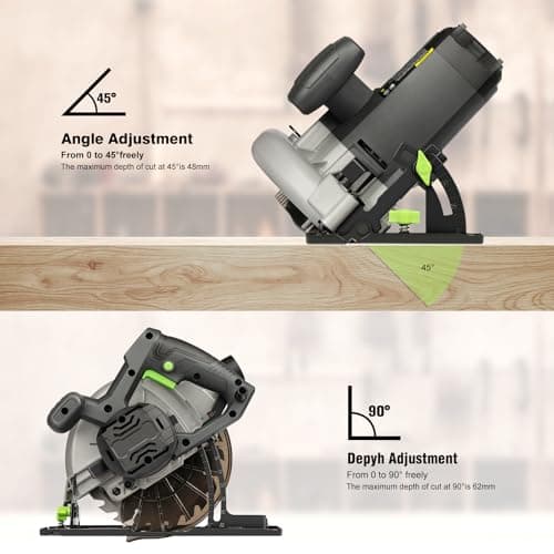 Scie Circulaire GALAX PRO 1400W 6000RPM Bois Profondeur de Coupe Max 62mm Lama 185mm