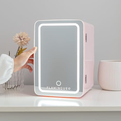 Frigo Flamingueo Mini 6,5L Chaud et Froid pour Cosmétique Chambre 12V/220V LED Miroir