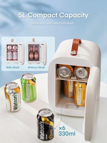 FOHERE Mini Frigo USB/CA/CC de 5 Litres pour Cosmétiques et Boissons, Bureau et Voiture, Blanc