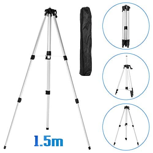 Laser à lignes croisées Hancaner autonivelant 25m, trépied 1,5m, 4 x 360°, 16 lignes, 2 batteries 2400 mAh, fixation mur