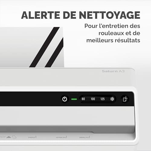 Plastifieuse Fellowes Saturn A3 InstaHeat Préparation Rapide Anti-Bourrage Arrêt Auto Pochettes 80/100/125 Microns 10 Fe